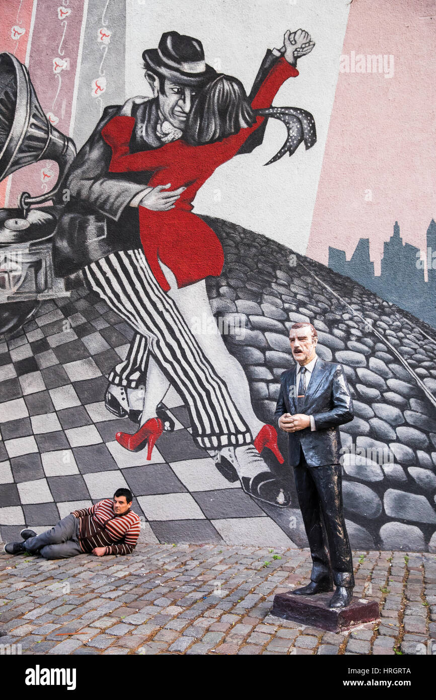 Buenos Aires Straße Wandbild des Tango Stockfoto