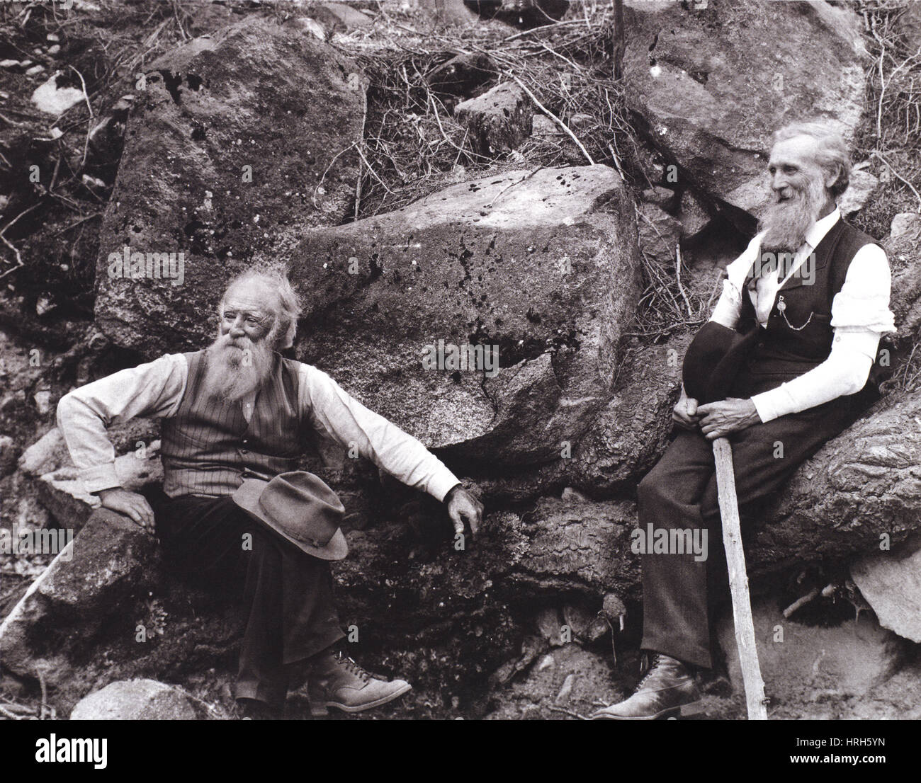Burroughs und Muir, US-amerikanischer Naturforscher Stockfoto