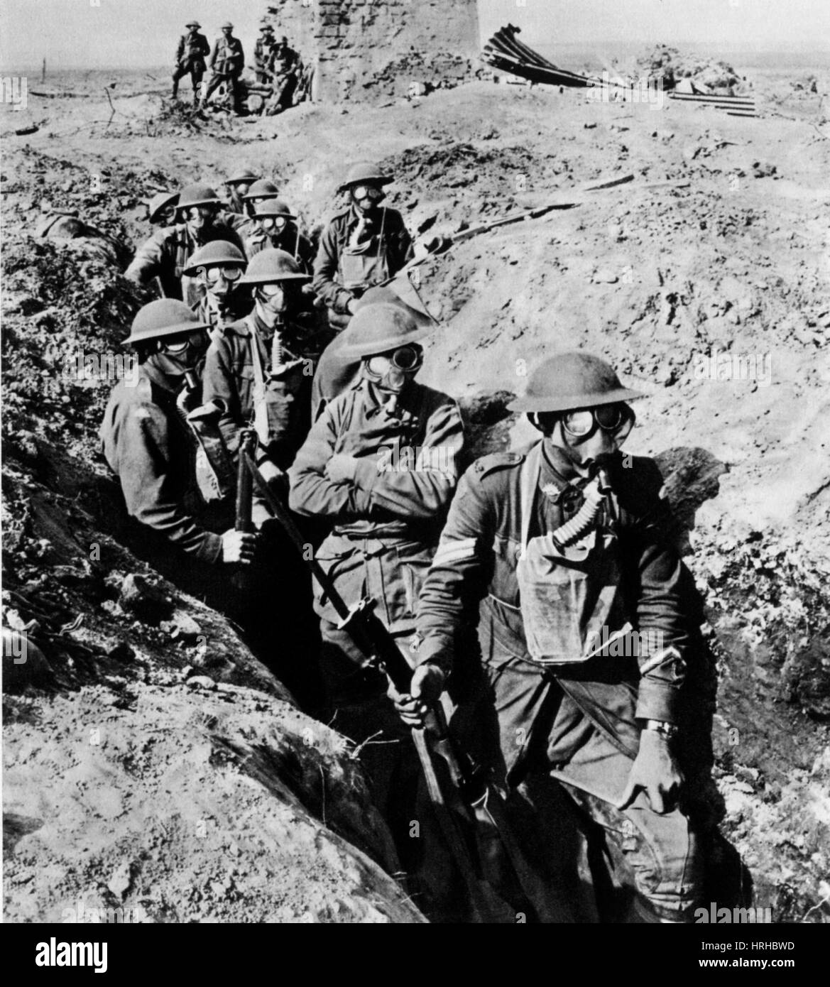 WWI, Schlacht von Ypres, Gasmasken Stockfoto