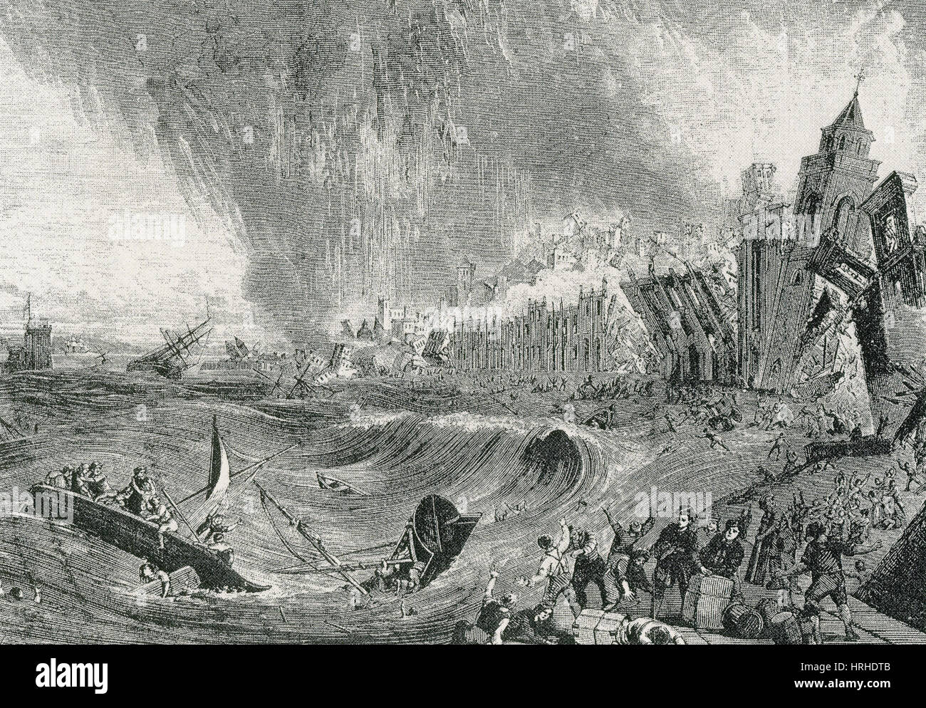 Lissabon-Tsunami, 1755 Stockfoto