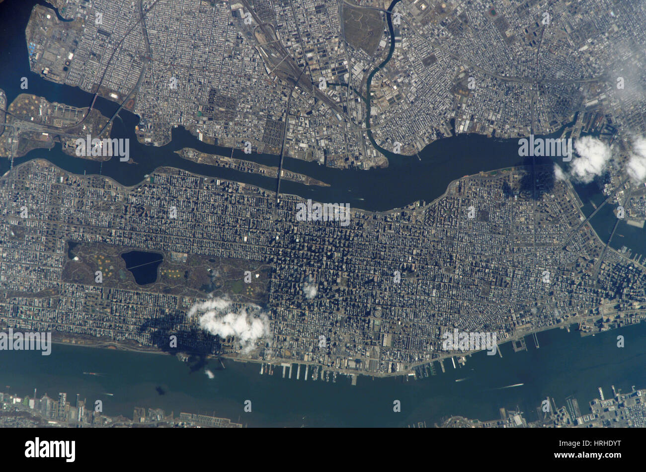New York City aus dem Weltraum Stockfoto