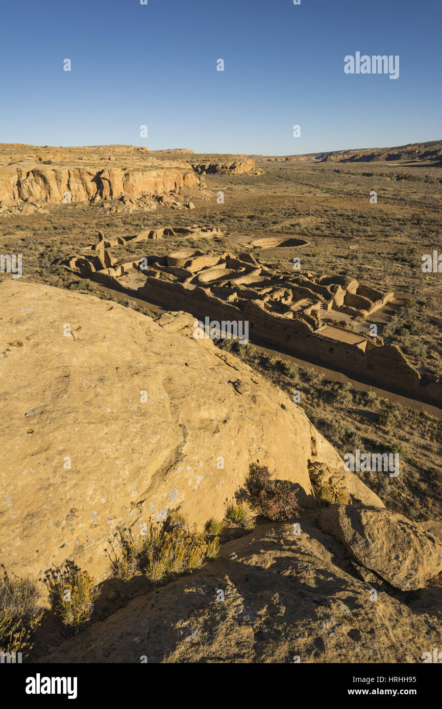 New-Mexico, Chaco Culture National Historical Park, Chetro Ketl, Stammhaus Puebloan große Ruinen, AD 990, AD 1075, UNESCO-Weltkulturerbe Stockfoto