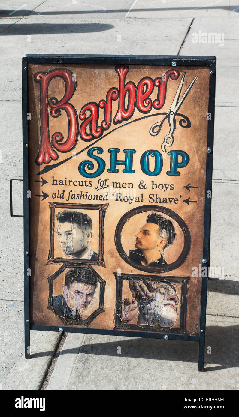 Straßenschild in eine alte Zeit Barber shop Stil Stockfoto