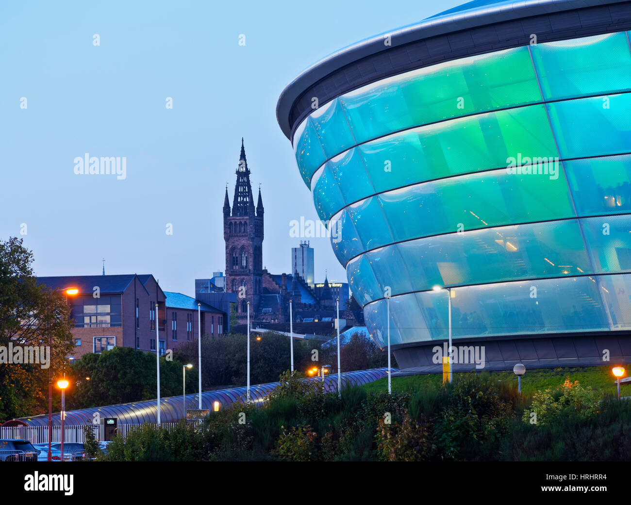 Twilight-Ansicht von Hydro, Glasgow, Schottland, Vereinigtes Königreich Stockfoto