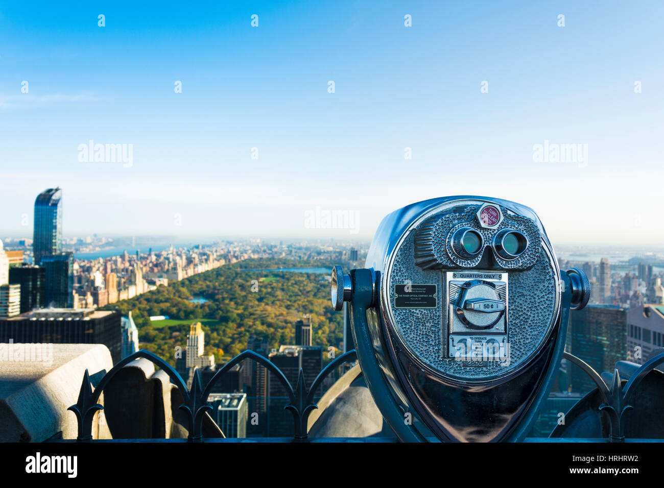 Die Aussichtsplattform mit Blick auf Central Park aus der Rockefeller-Turm, New York City, Vereinigte Staaten von Amerika, Nordamerika Stockfoto