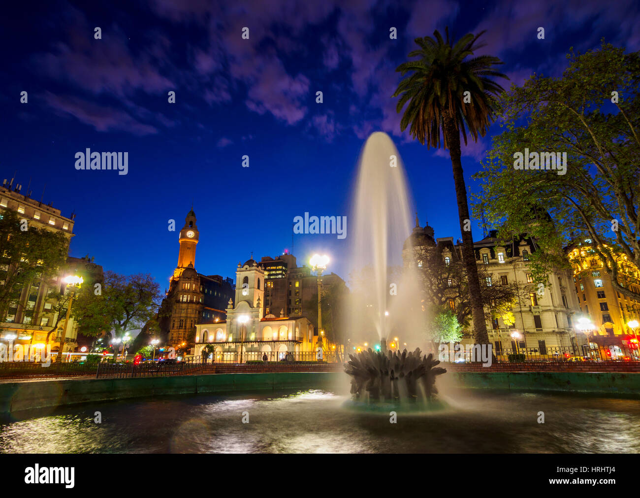 Twilight-Blick auf die Plaza de Mayo, Monserrat, Stadt Buenos Aires, Provinz Buenos Aires, Argentinien Stockfoto