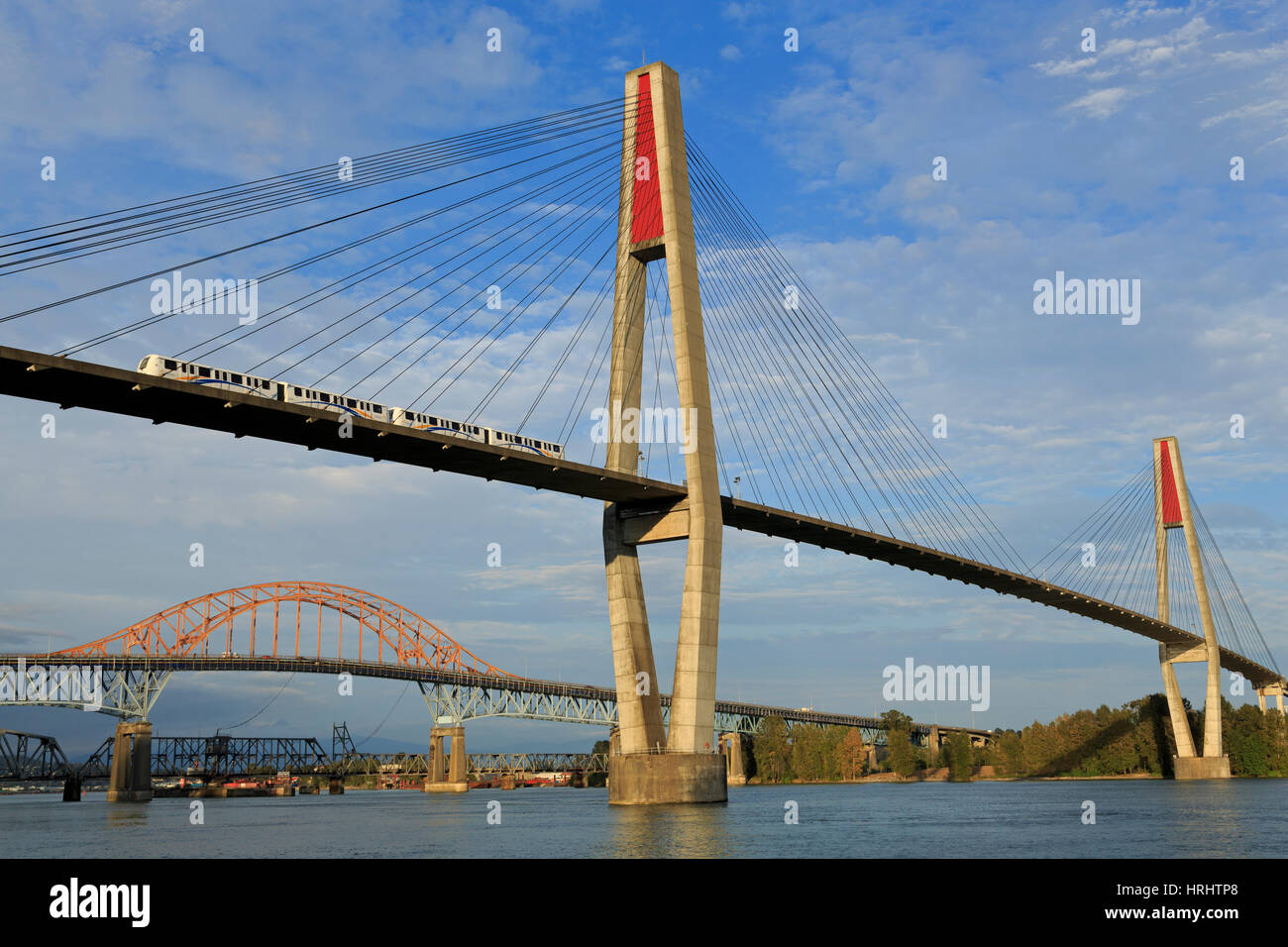 Skytrain-Brücke, New Westminster, Vancouver Region, Britisch-Kolumbien, Kanada, Nordamerika Stockfoto
