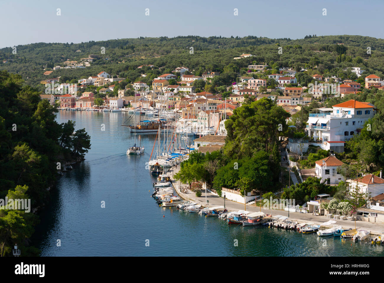 Hafen von Gaios Stadt, Paxos, Ionische Inseln, griechische Inseln, Griechenland Stockfoto