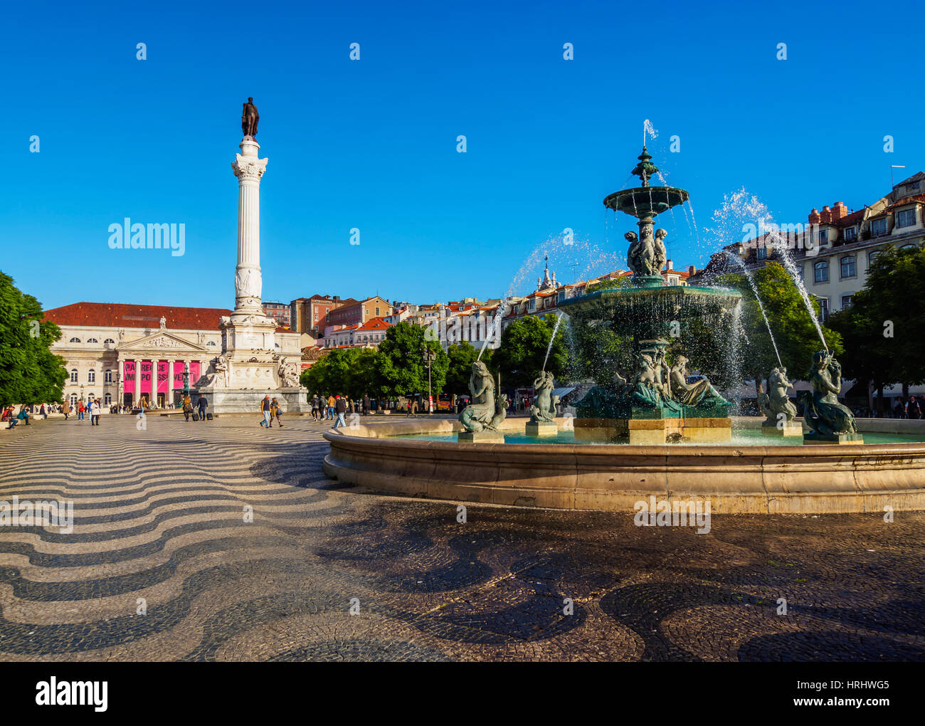 Ansicht des Platzes Pedro IV, Lissabon, Portugal Stockfoto