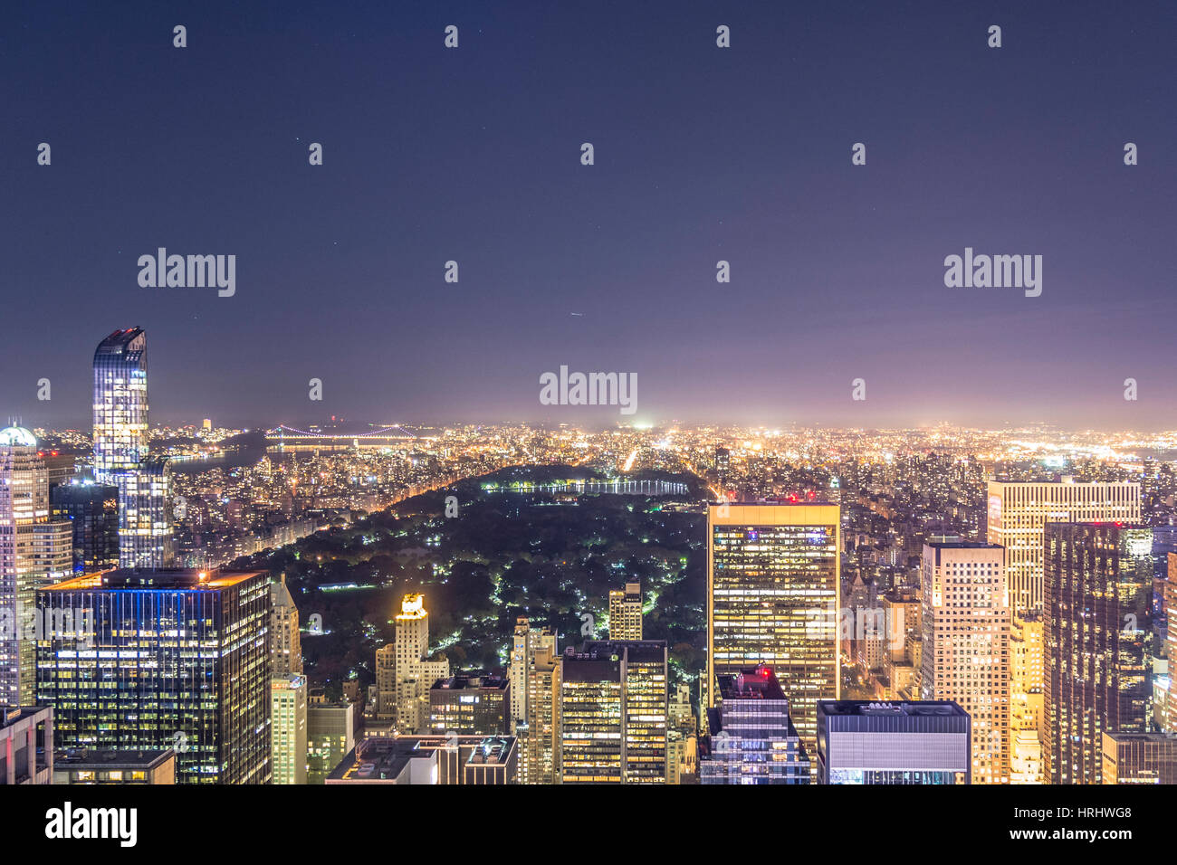 Blick über den Central Park in New York von der Rockefeller-Turm, New York City, Vereinigte Staaten von Amerika, Nordamerika Stockfoto