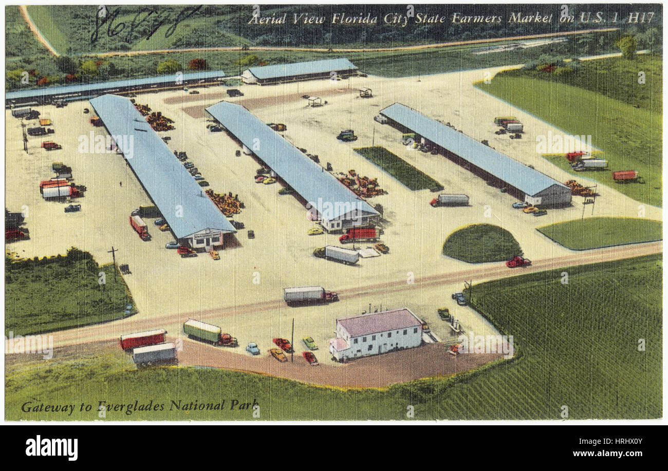 Luftaufnahme Florida City State Farmers Market von 1 US, H17. Tor zum Everglades National Park Stockfoto