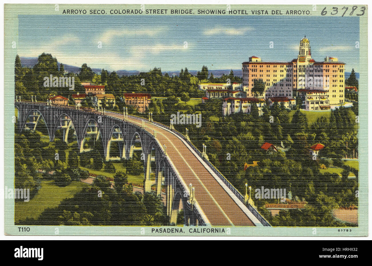 Arroyo Seco, Colorado Street Bridge, Hotel Vista Del Arroyo zeigen Stockfoto