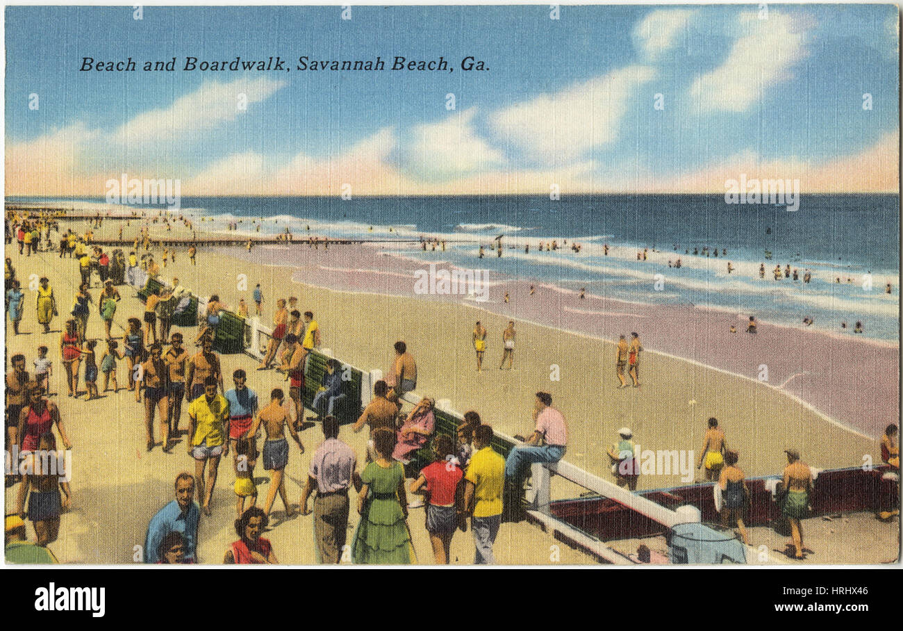 Georgien - Strand und Promenade, Strand von Savannah, Georgia. Stockfoto