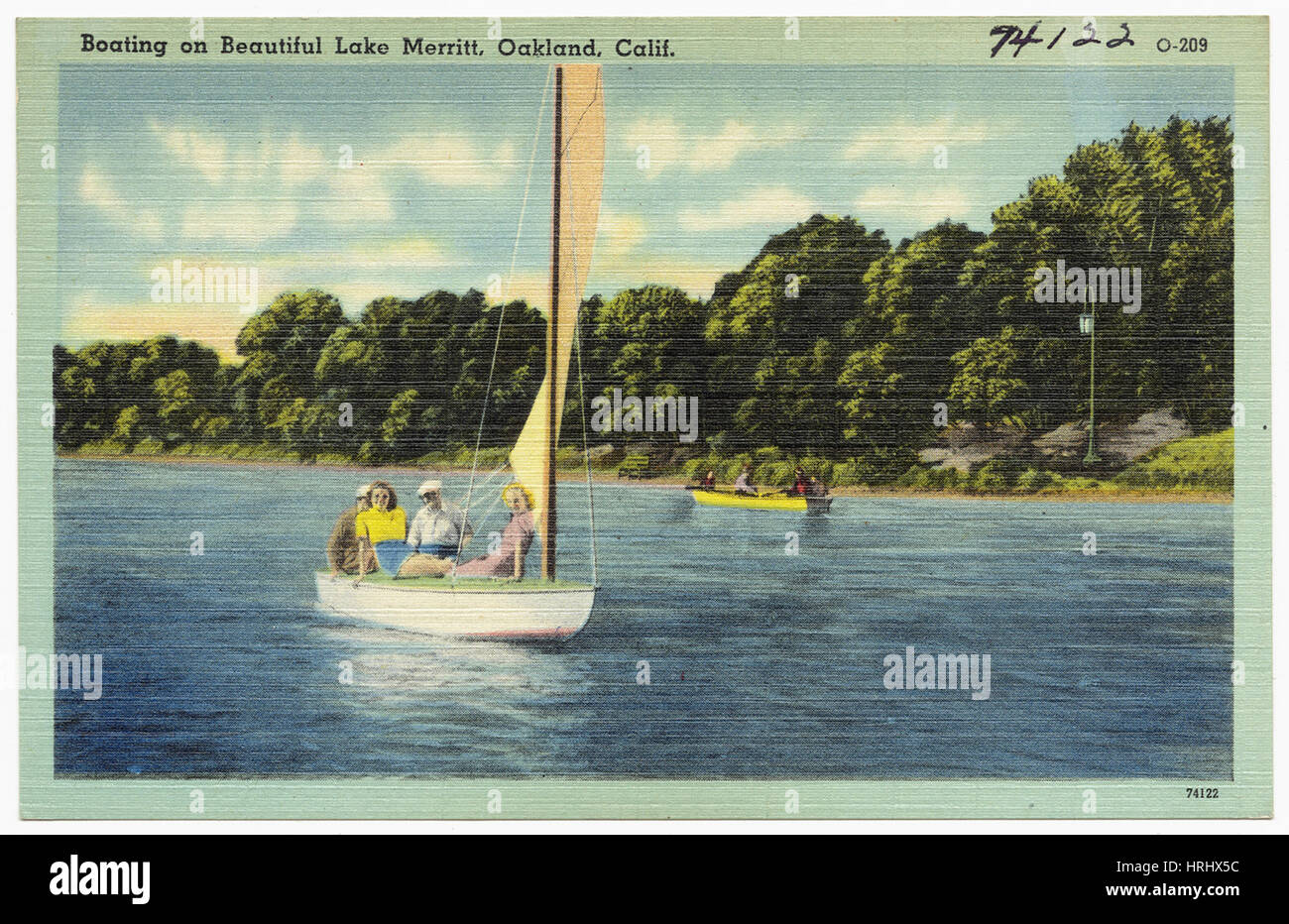 Bootfahren am schönen Lake Merritt, Oakland, Kalifornien Stockfoto