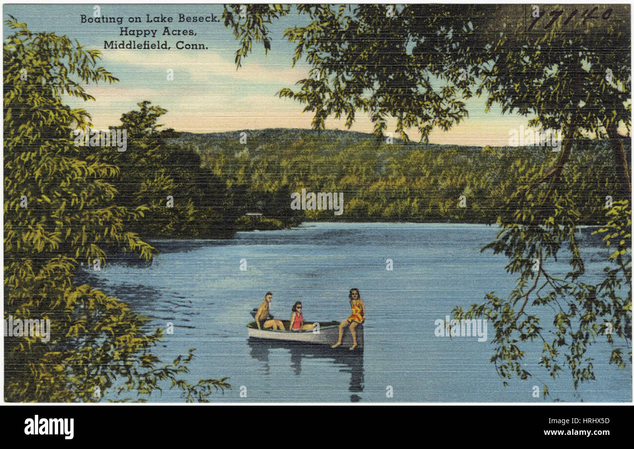 Connecticut - Bootfahren auf dem See Beseck, glücklich Hektar Middlefield, Anschl. Stockfoto