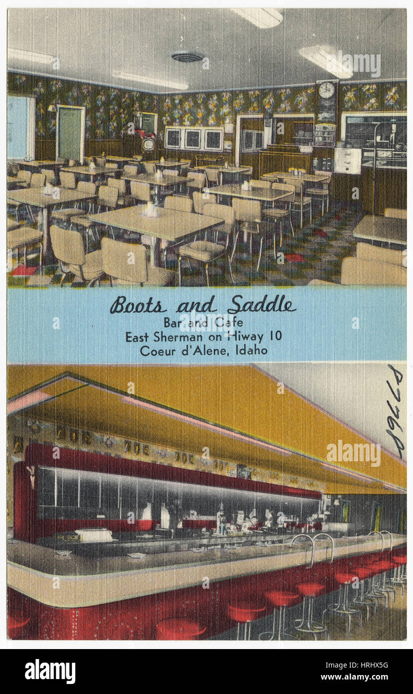Idaho - Stiefel und Sattel, Bar und Café, East Sherman auf Hiway 10, Coeur d ' Alene, Idaho Stockfoto