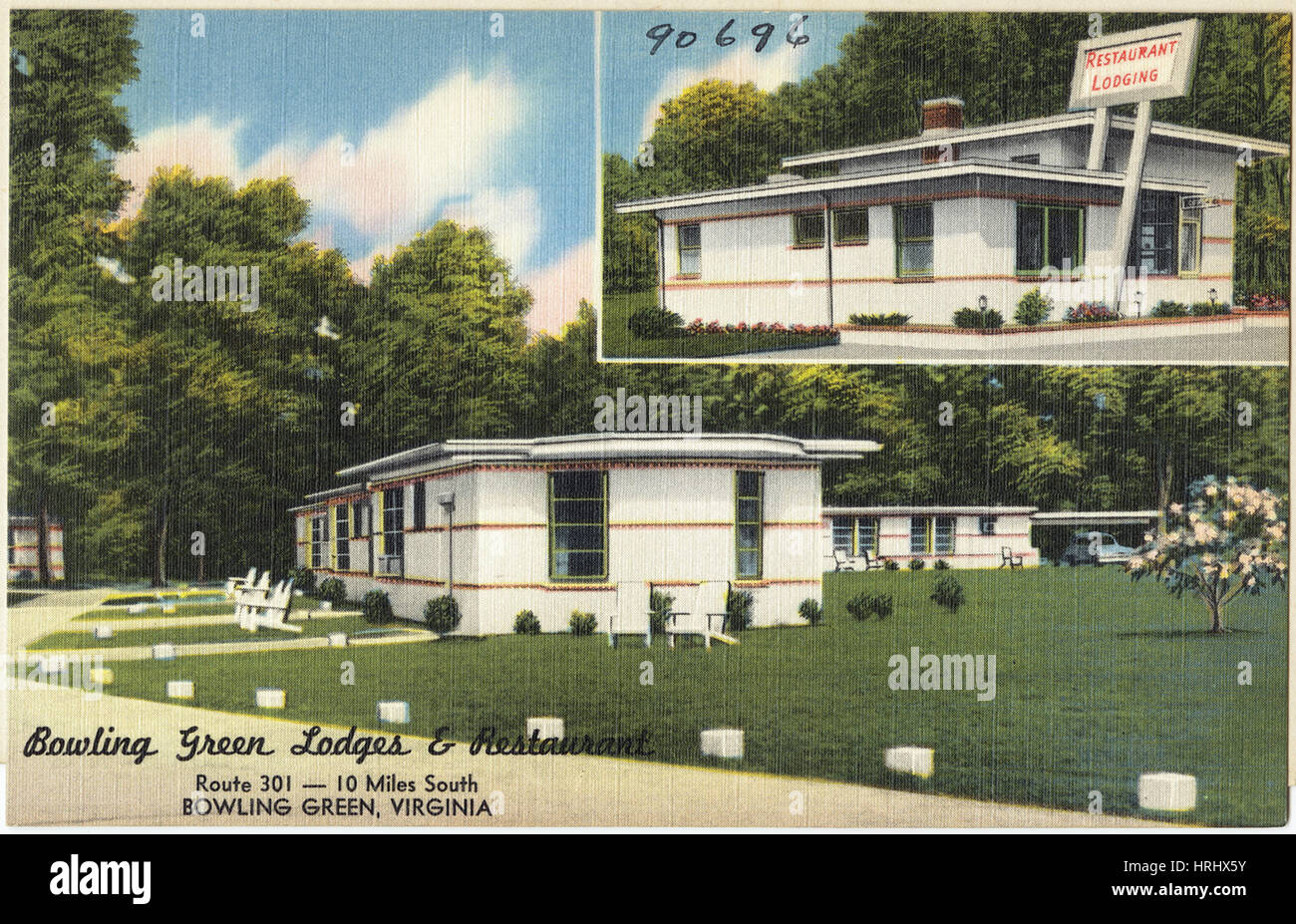 Kentucky - Bowling Green Lodges & Restaurant, Route 301--10 Meilen südlich, Bowling Green, Virginia Stockfoto