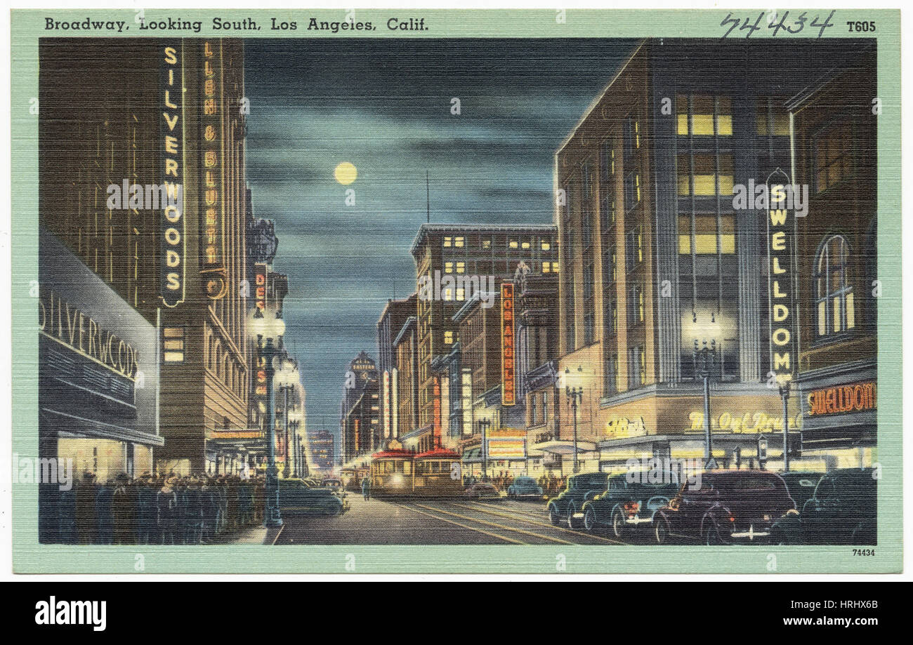 Broadway, Blick nach Süden, Los Angeles, Kalifornien Stockfoto