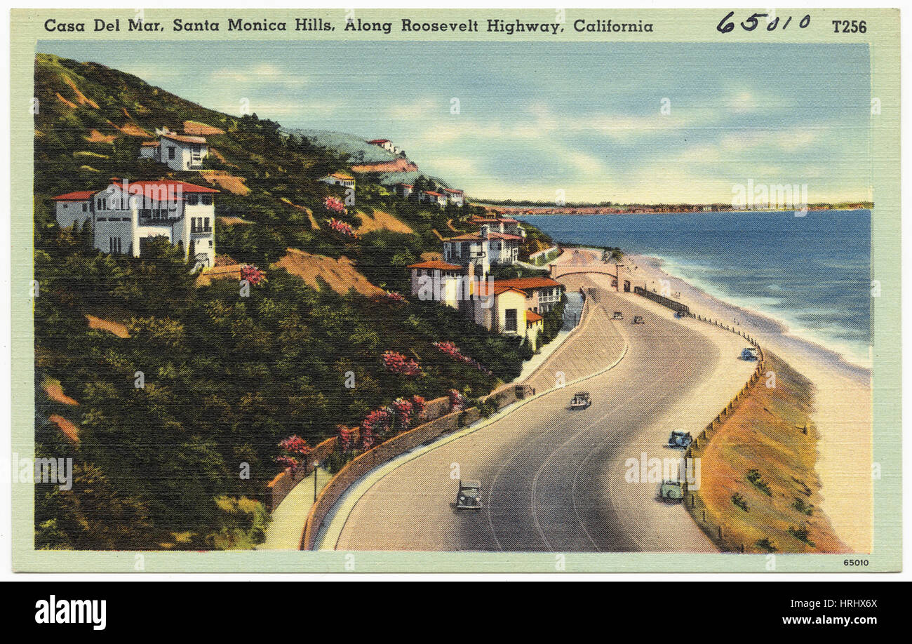 Casa Del Mar, Santa Monica Hügeln entlang Roosevelt Highway, Kalifornien Stockfoto