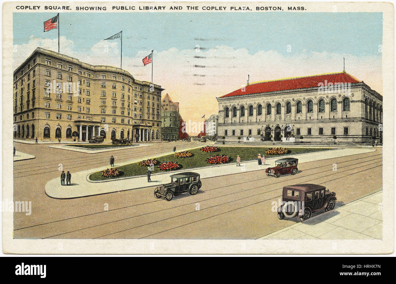 Boston - Copley Square, zeigt die Stadtbibliothek und die Copley Plaza, Boston, Massachusetts [Front] Stockfoto