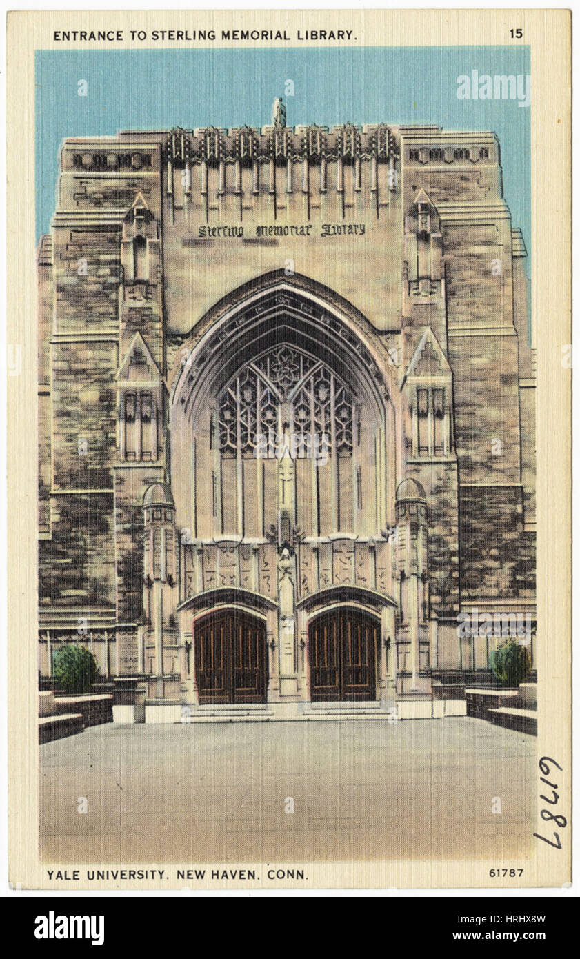 Connecticut - Eingang zum Sterling Memorial Library, Yale University, New Haven, Connecticut Stockfoto
