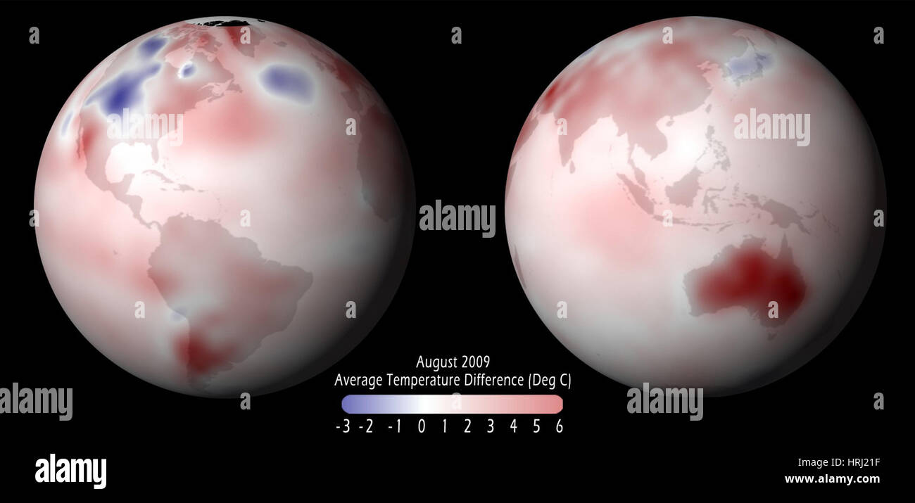 Globale Temperatur Anomalie, 2009 Stockfoto