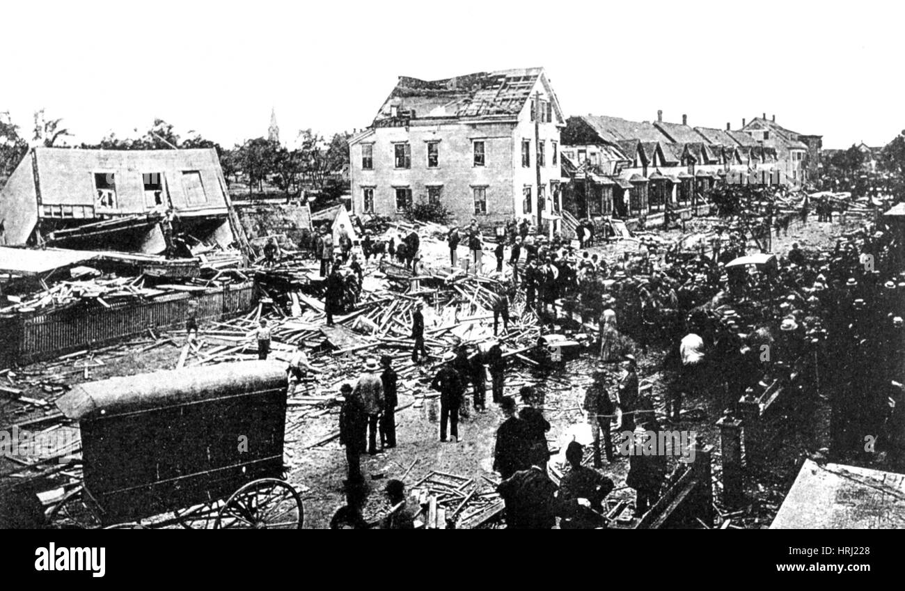 Tornado-Schäden, 1890 Stockfoto