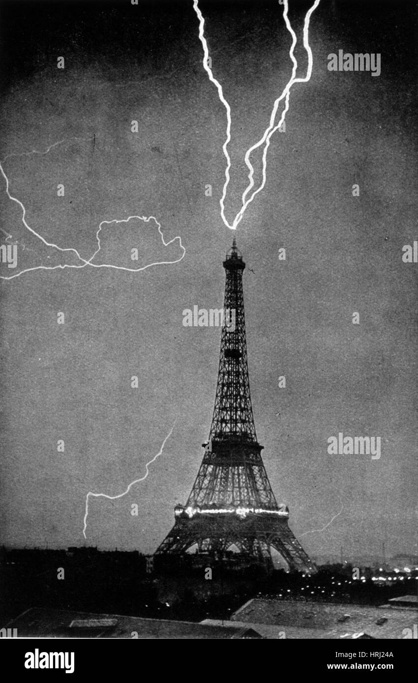 Lightning Strikes Eiffelturm, 1902 Stockfoto