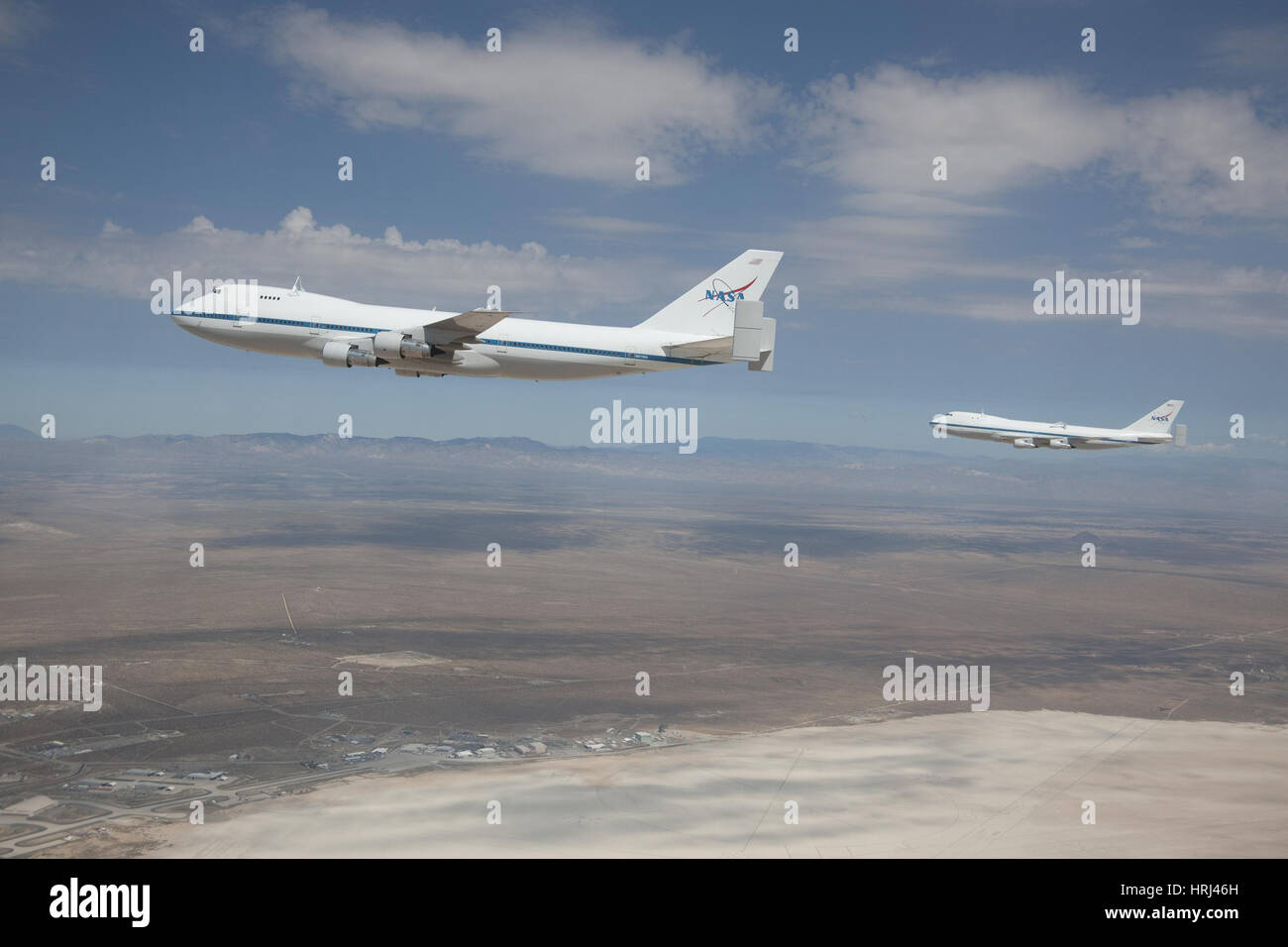 Zwei NASA Boeing 747s Stockfoto