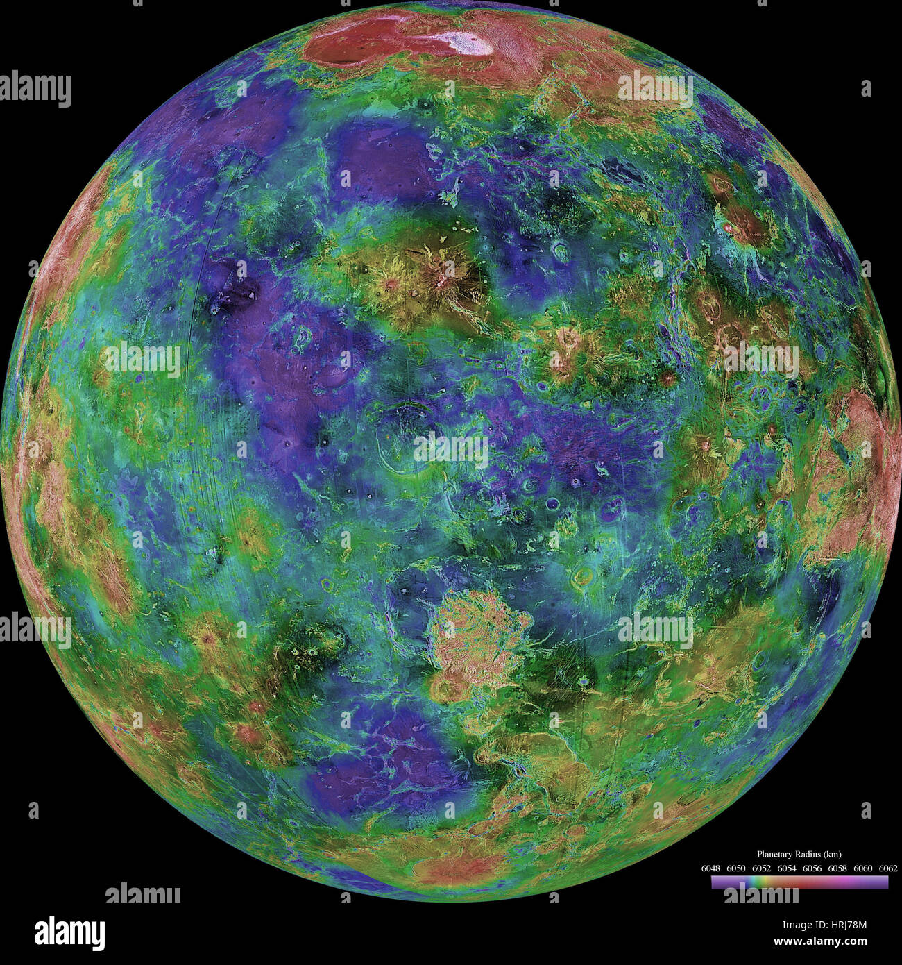 Venus, hemisphärische Ansicht zentriert auf 0 Grad östlicher Länge Stockfoto