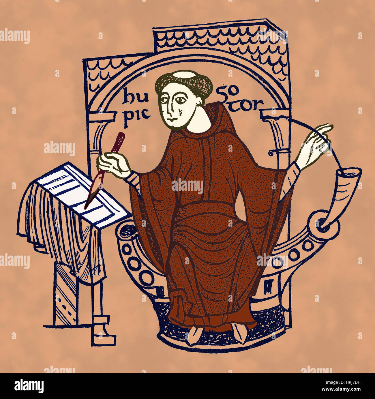 Mittelalterliche Mönch und Schreiber, 11. Jahrhundert Stockfoto