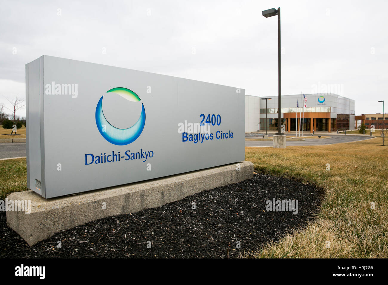 Ein Logo Zeichen außerhalb einer Einrichtung von Daiichi Sankyo Company in Bethlehem, Pennsylvania am 26. Februar 2017 besetzt. Stockfoto