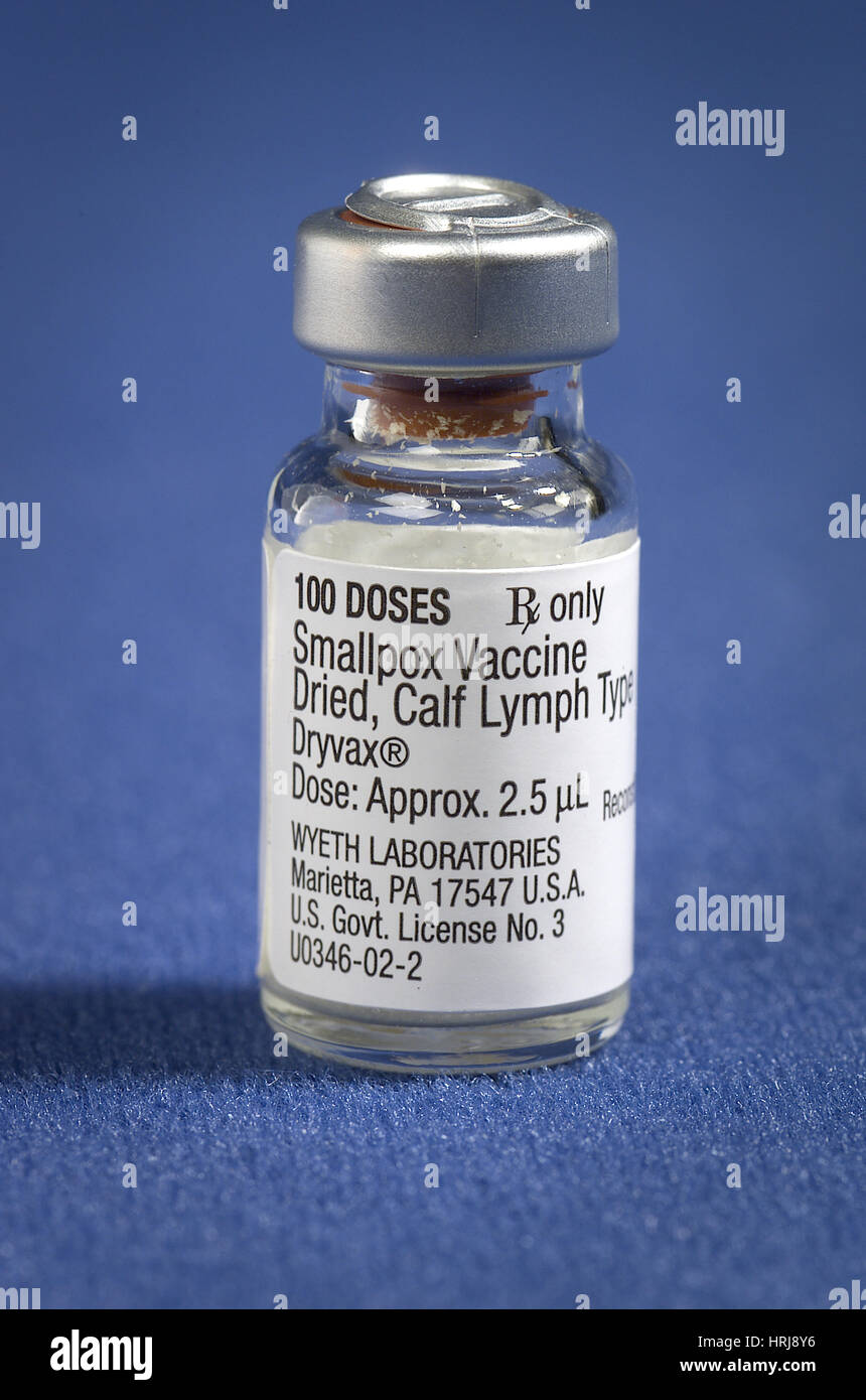 Pocken-Impfstoff, Fläschchen mit Dryvax Stockfoto