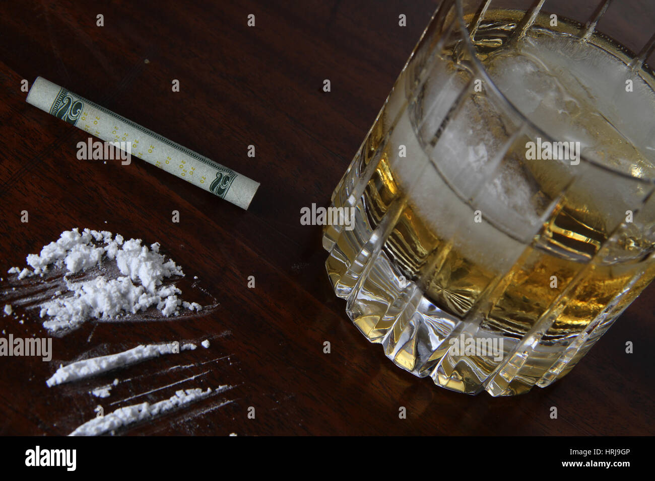 Alkohol und Kokain Stockfoto