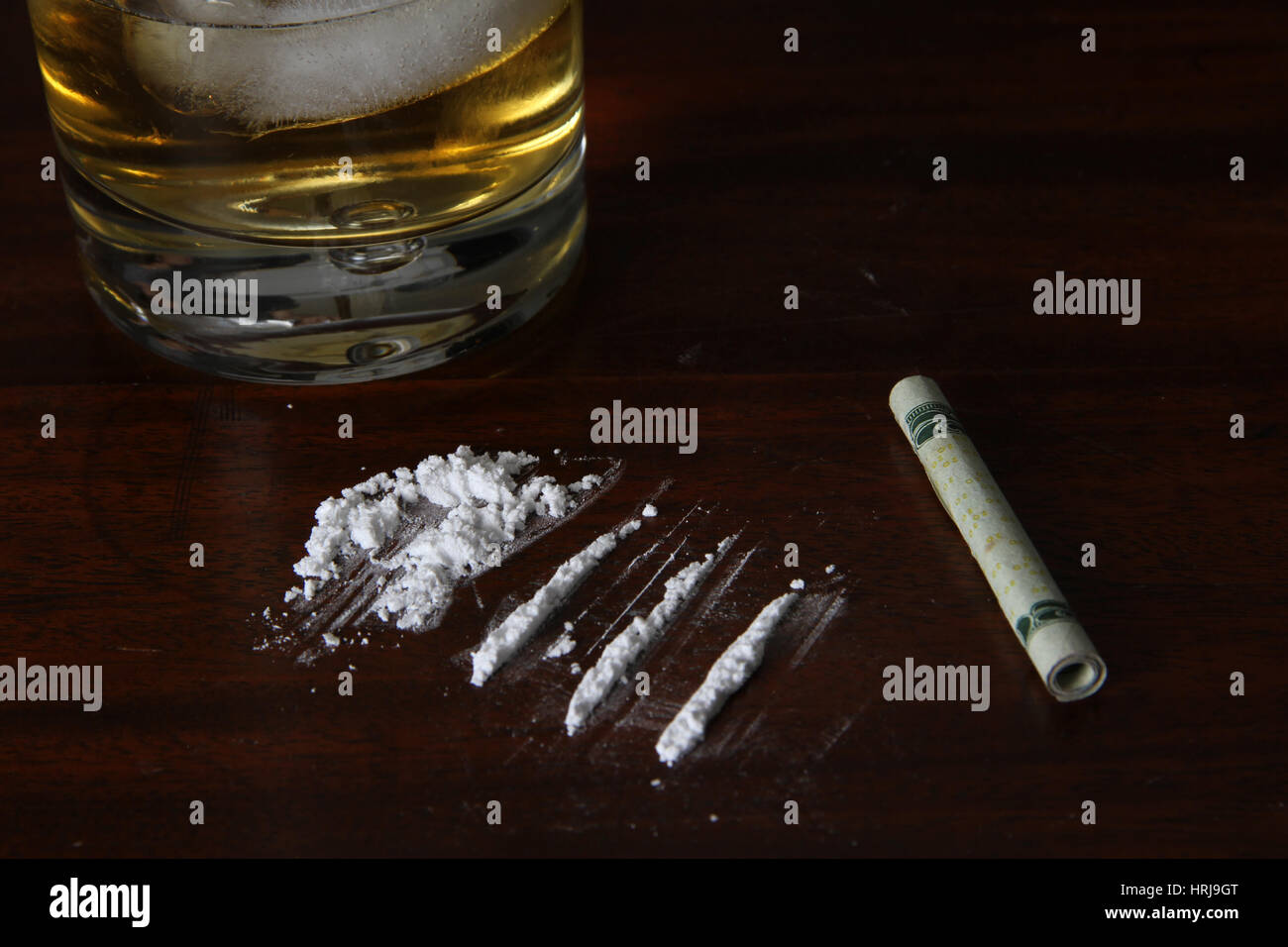 Alkohol und Kokain Stockfoto