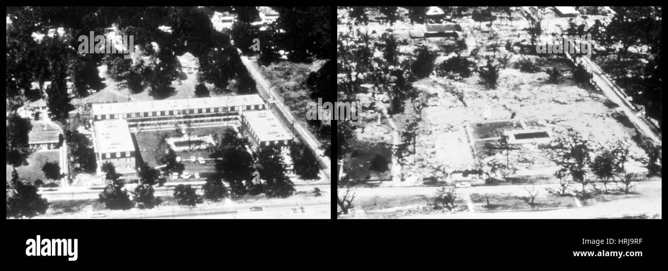 Vor und nach dem Hurrikan Camille (1969) Stockfoto