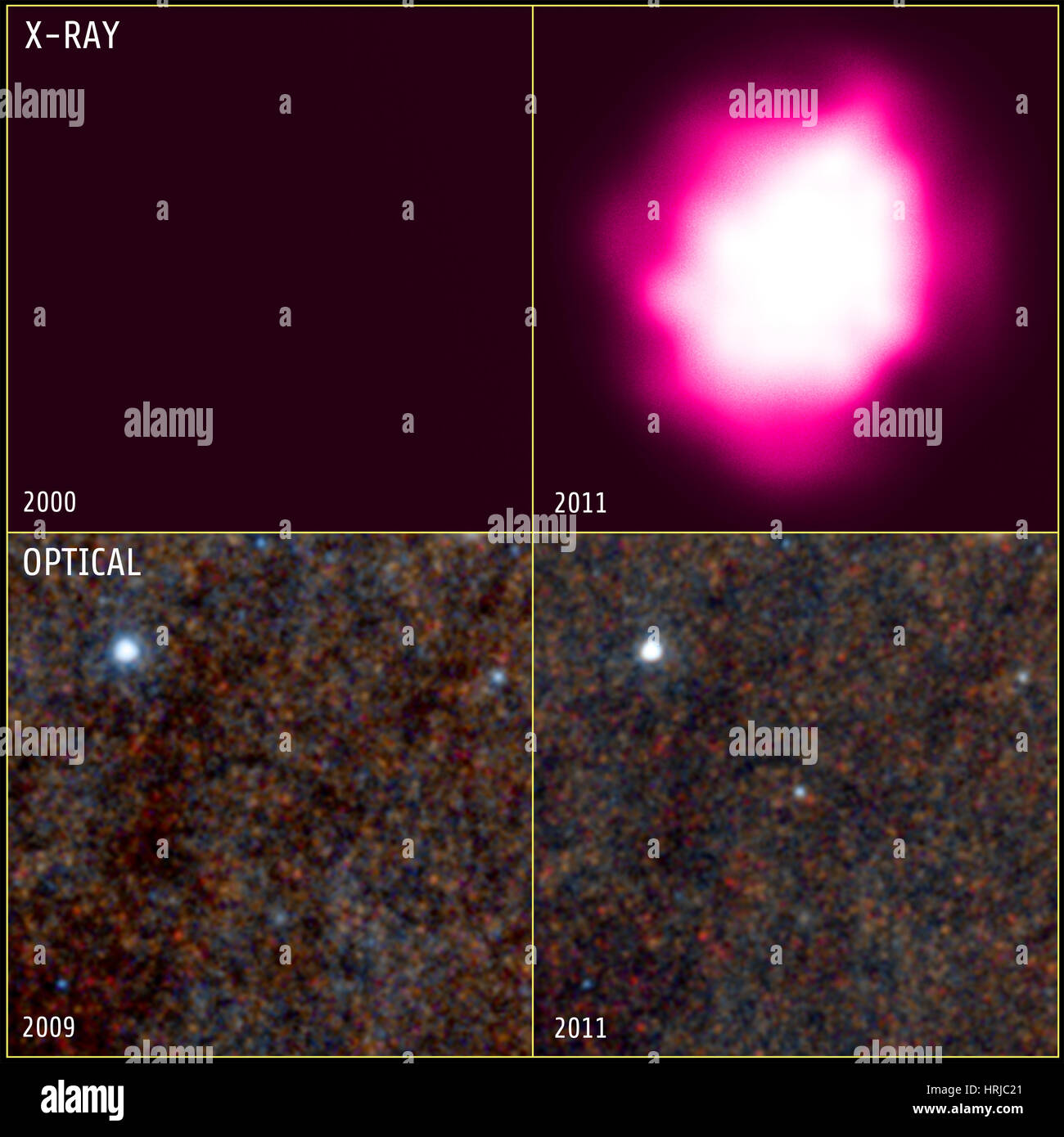 M83, vor/nach Röntgen- und optische Stockfoto