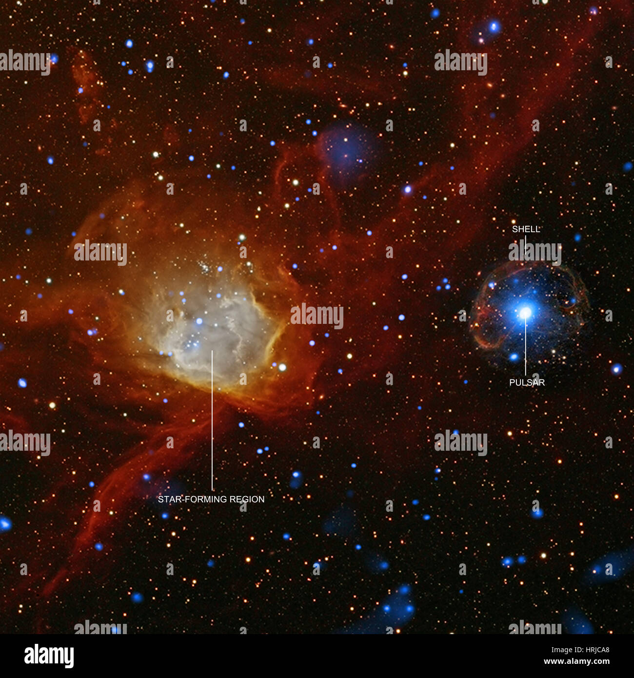 SXP 1062, junger Pulsar in SMC, Composite Stockfoto