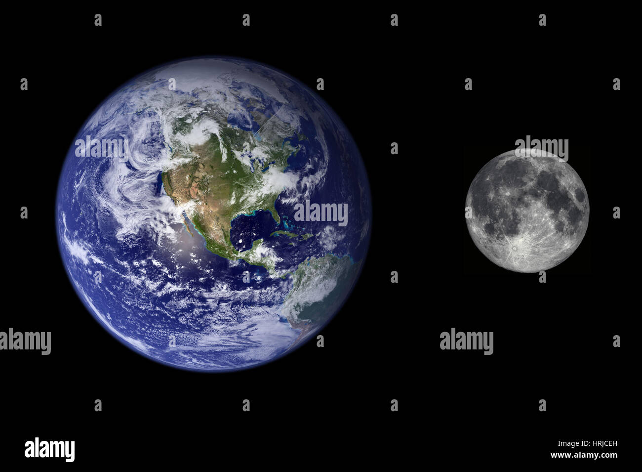 Erde und Mond Größenvergleich Stockfotografie Alamy