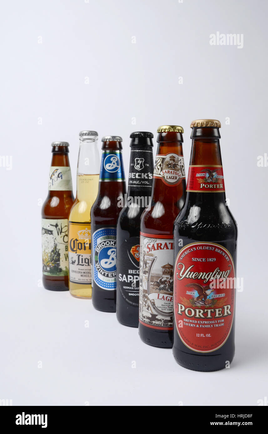 Auswahl an Bieren Stockfoto