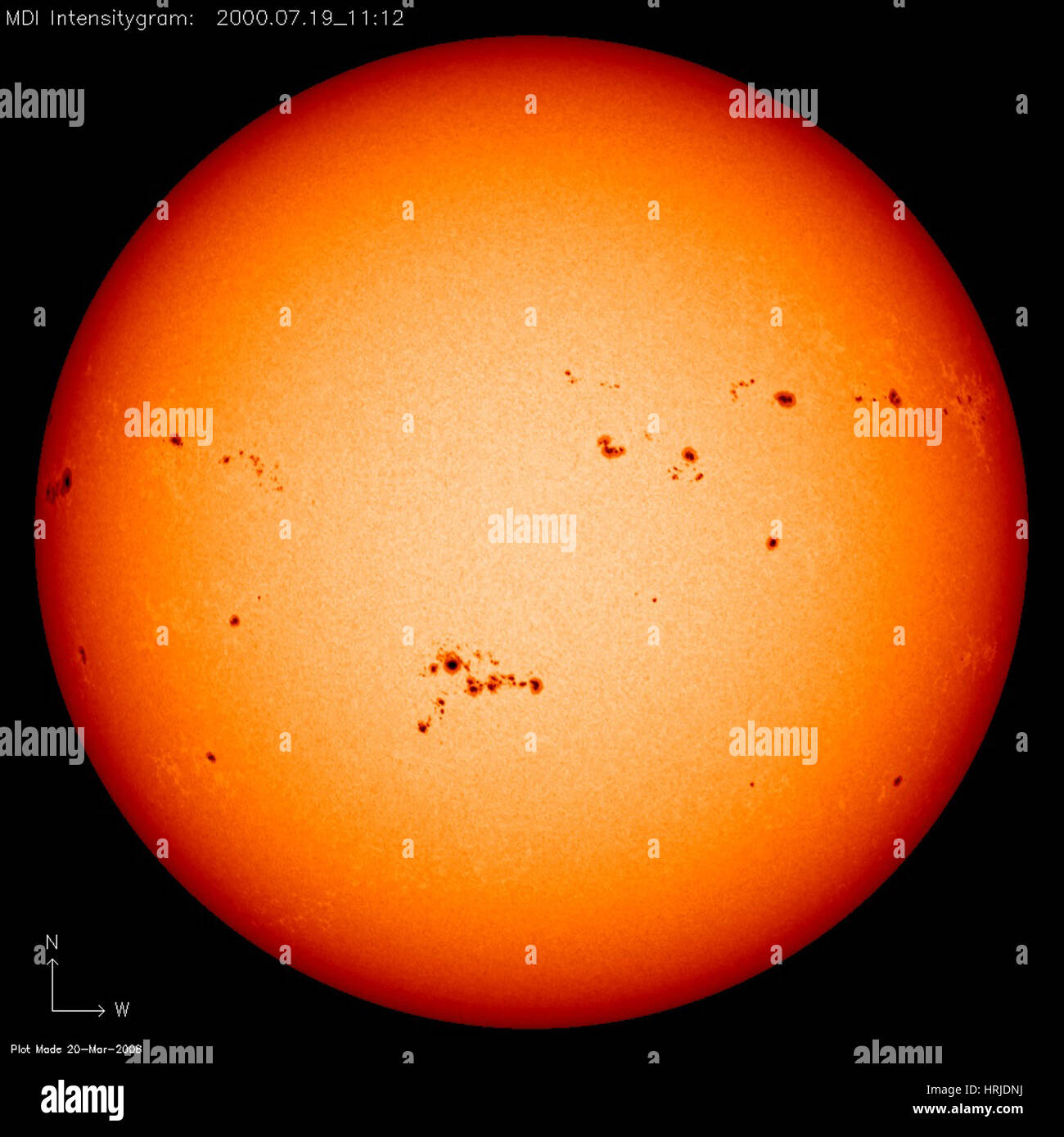 Sonnenflecken, solaren Zyklus 23, ETI, 2000 Stockfoto