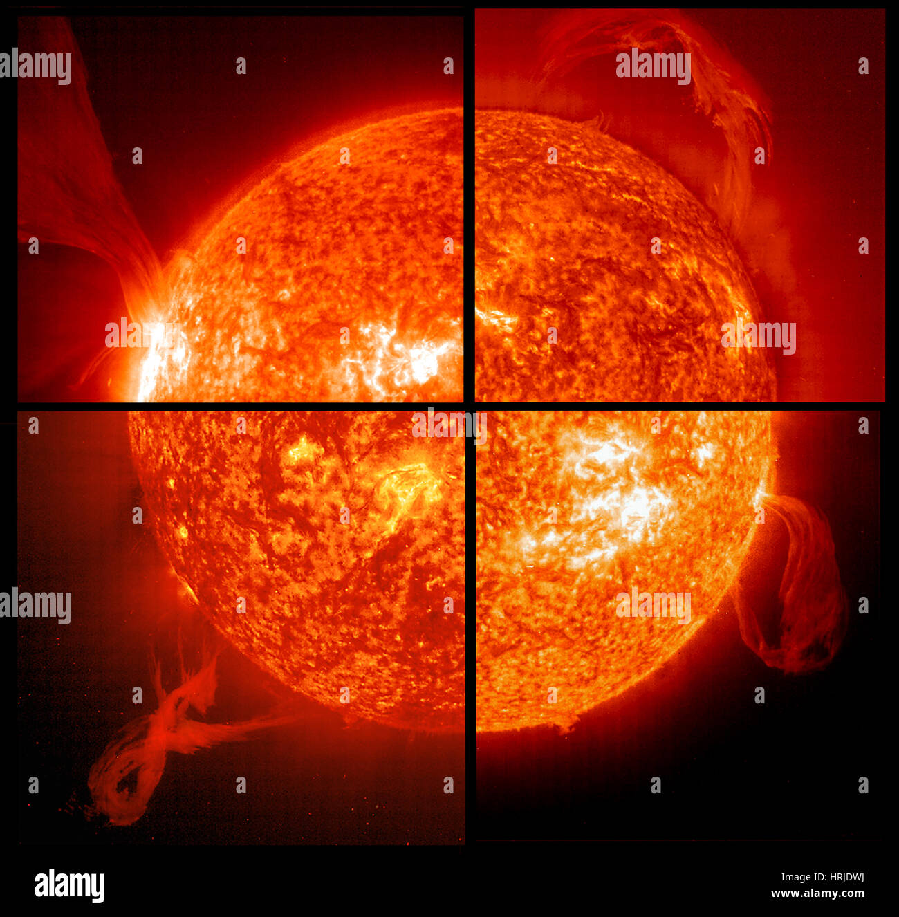 Collage von Solar Protuberanzen, ETI, 1998 Stockfoto