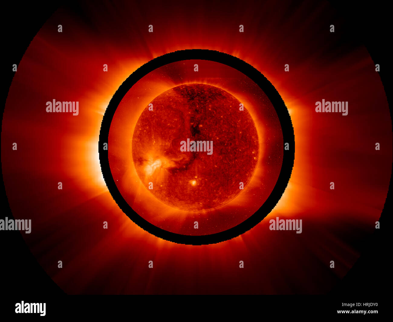 Sonne, äußere Atmosphäre UVCS/EIT Composite Stockfoto