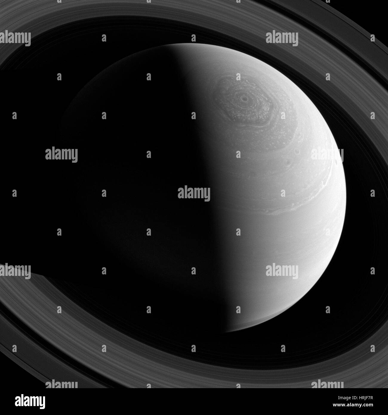 Saturn von oben Stockfoto