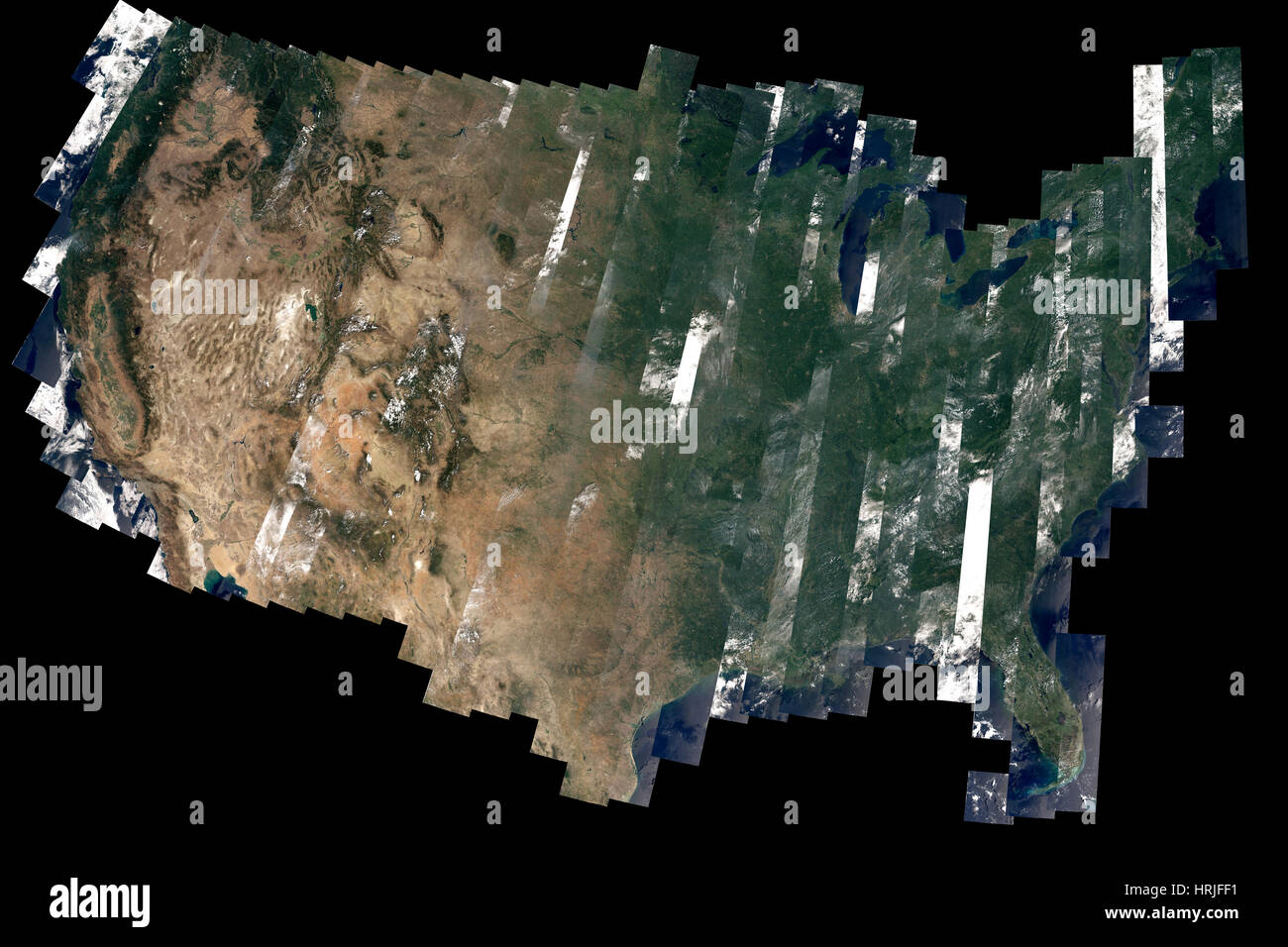 Landsat-Karte der Vereinigten Staaten Stockfoto