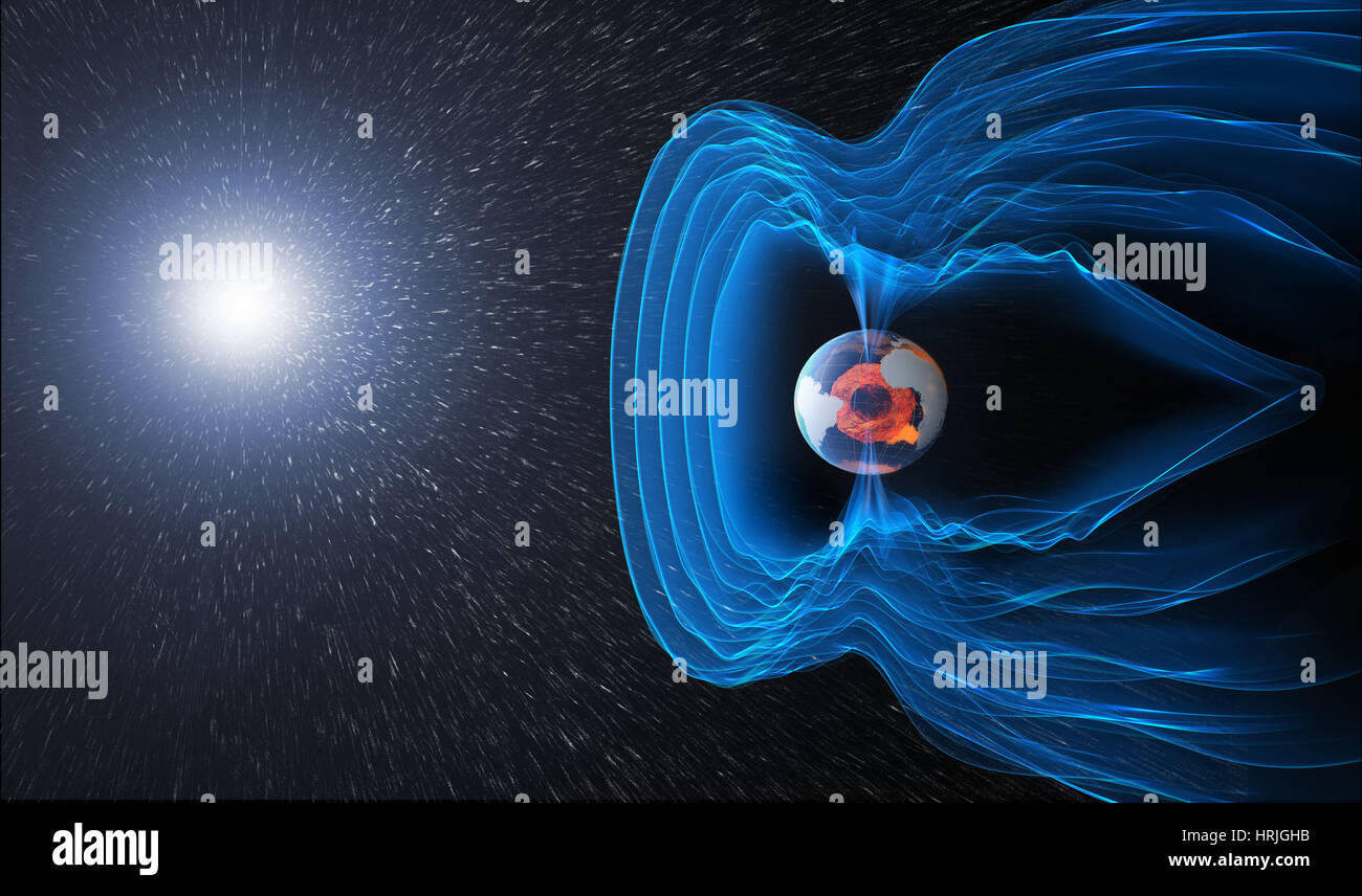 Das Erdmagnetfeld Stockfoto