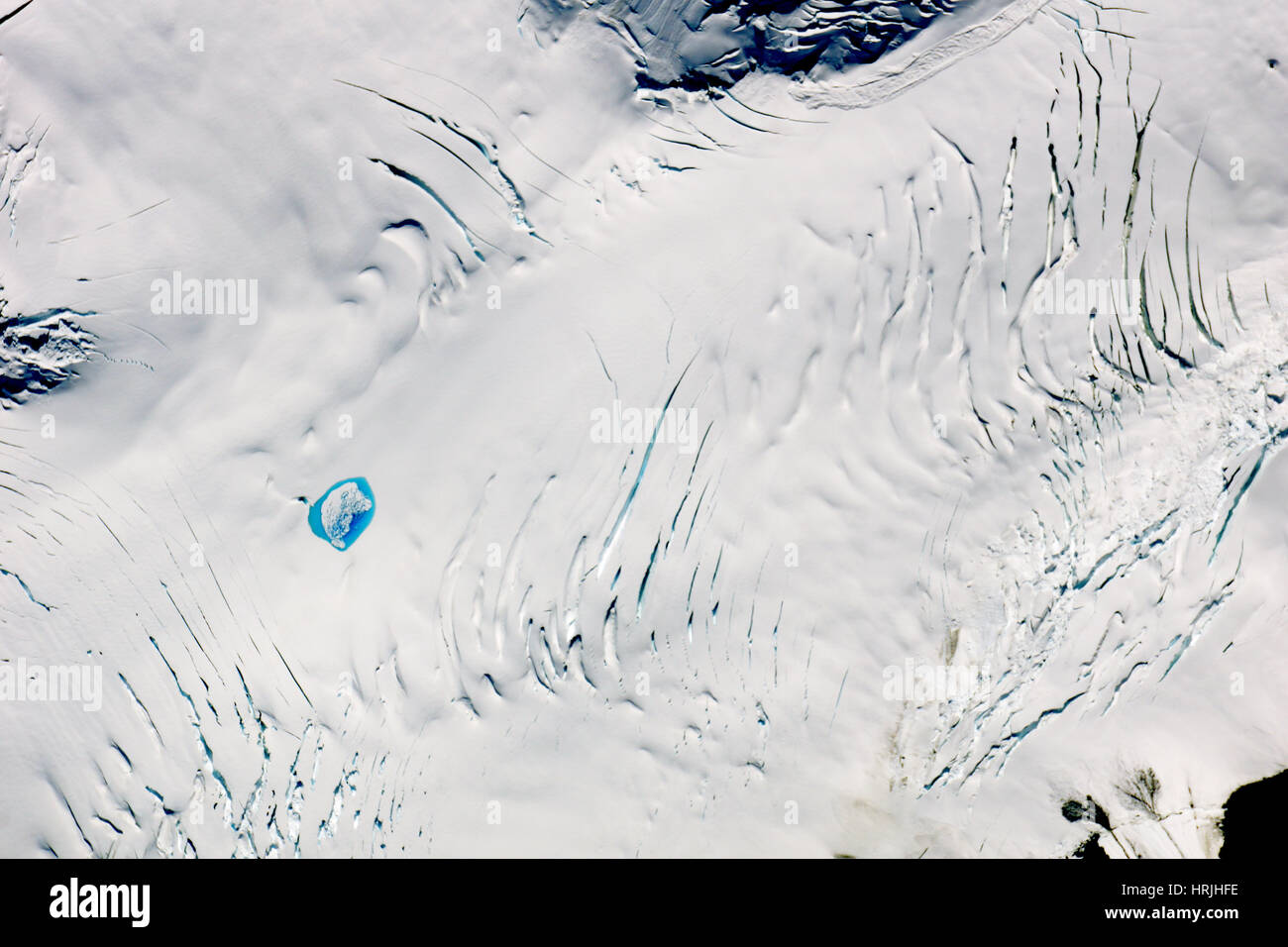 Entwässerung des supraglazialen-Sees (nach) Stockfoto