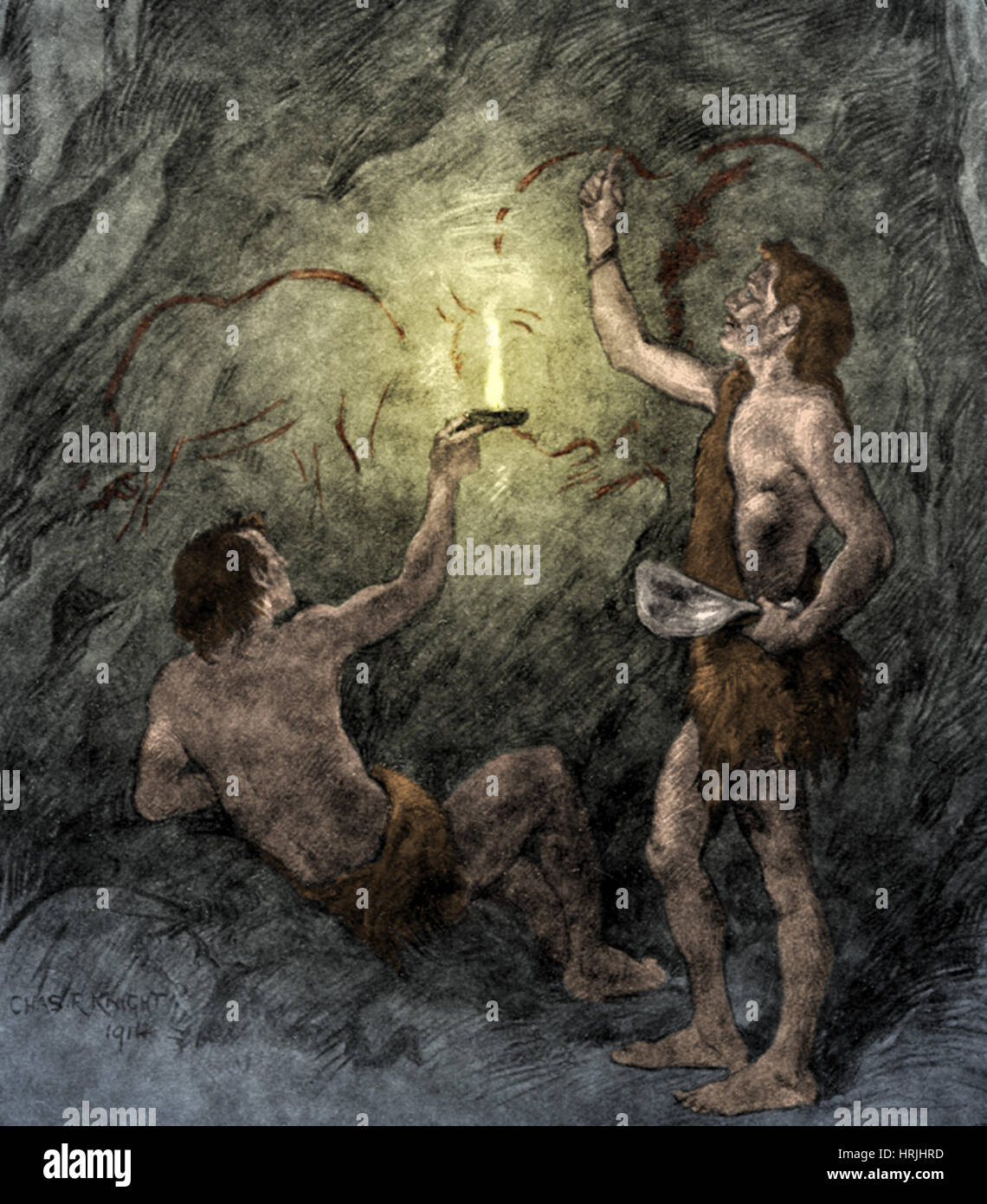 Urmenschen, Steinzeit-Höhle-Bewohner Stockfotografie - Alamy