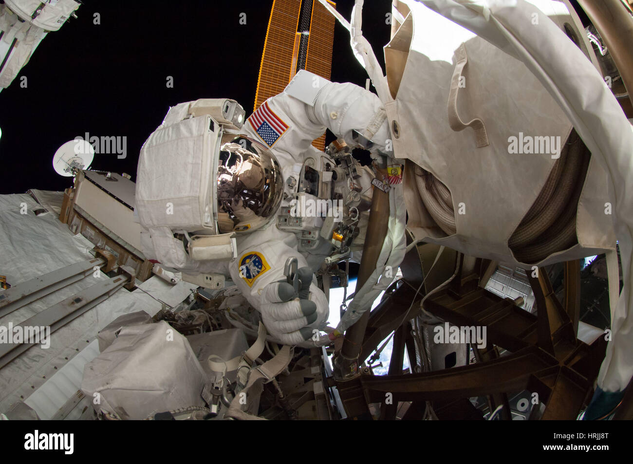 Reid Wiseman Weltraumspaziergang ISS 2014 Stockfoto