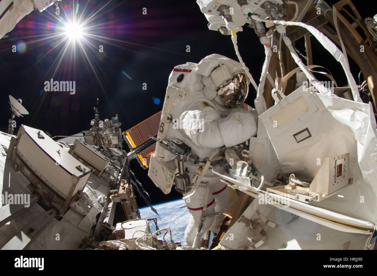 Reid Wiseman Weltraumspaziergang ISS 2014 Stockfoto